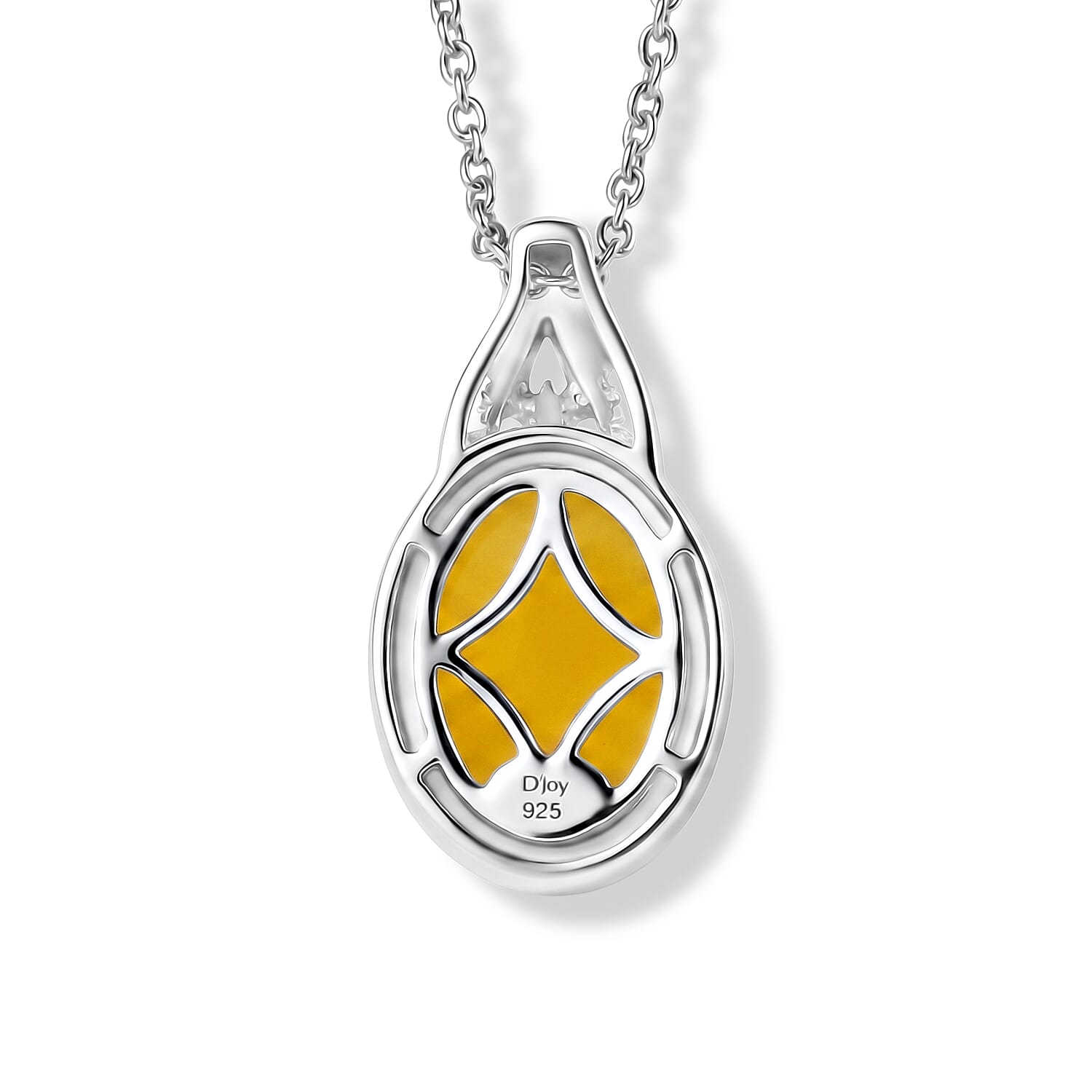 Dyed Yellow Jade Platinum Over Sterling Silver Pendant, With Chain (20 in)  1.25 ctw