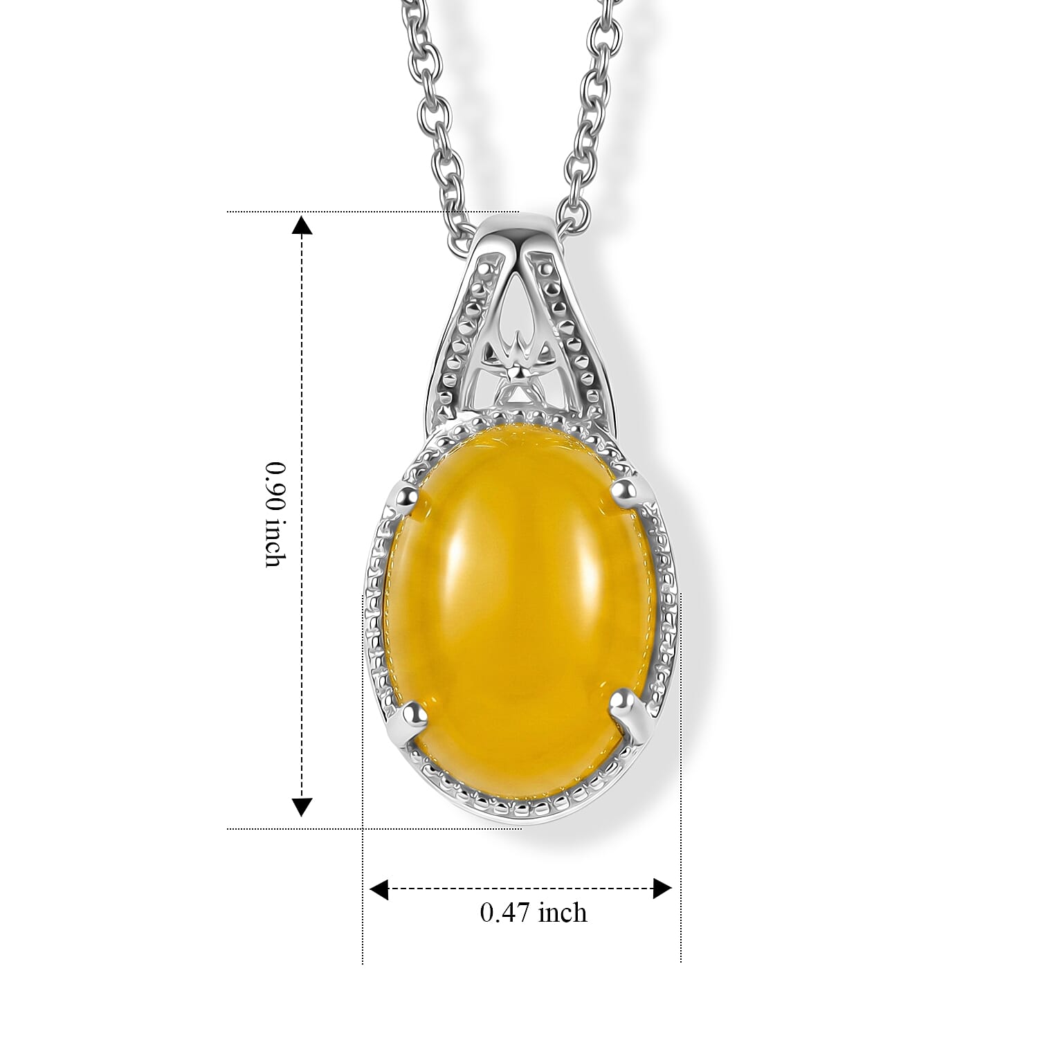 Dyed Yellow Jade Platinum Over Sterling Silver Pendant, With Chain (20 in)  1.25 ctw