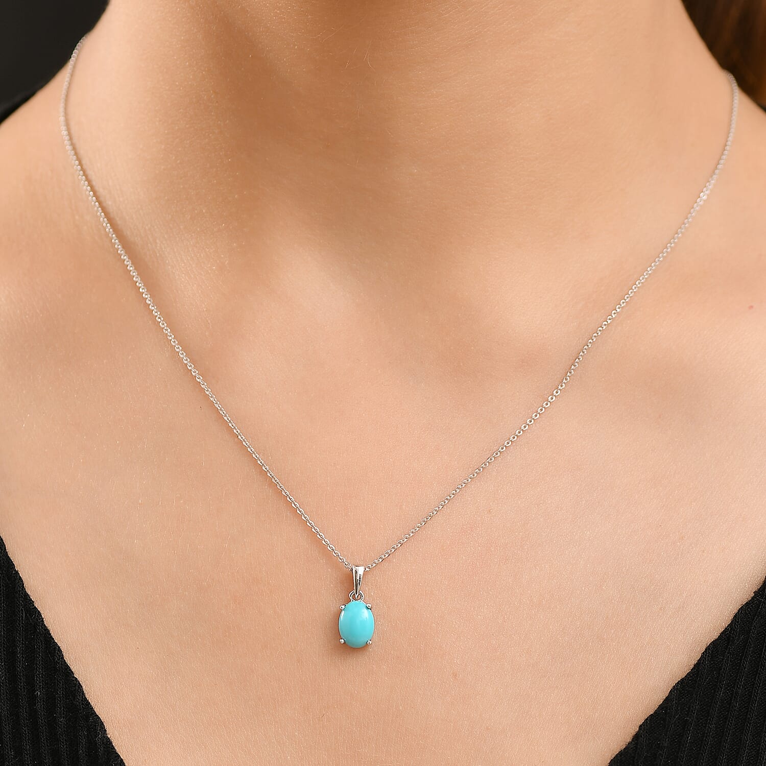 Premium Sleeping Beauty Turquoise 1.15 ctw Pendant without Chain in Platinum Over Sterling Silver 