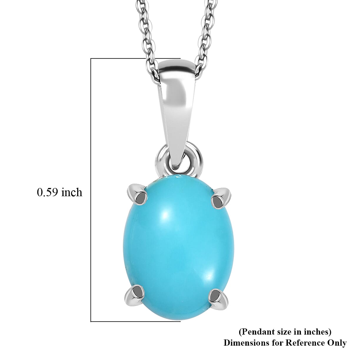 Premium Sleeping Beauty Turquoise 1.15 ctw Pendant without Chain in Platinum Over Sterling Silver 