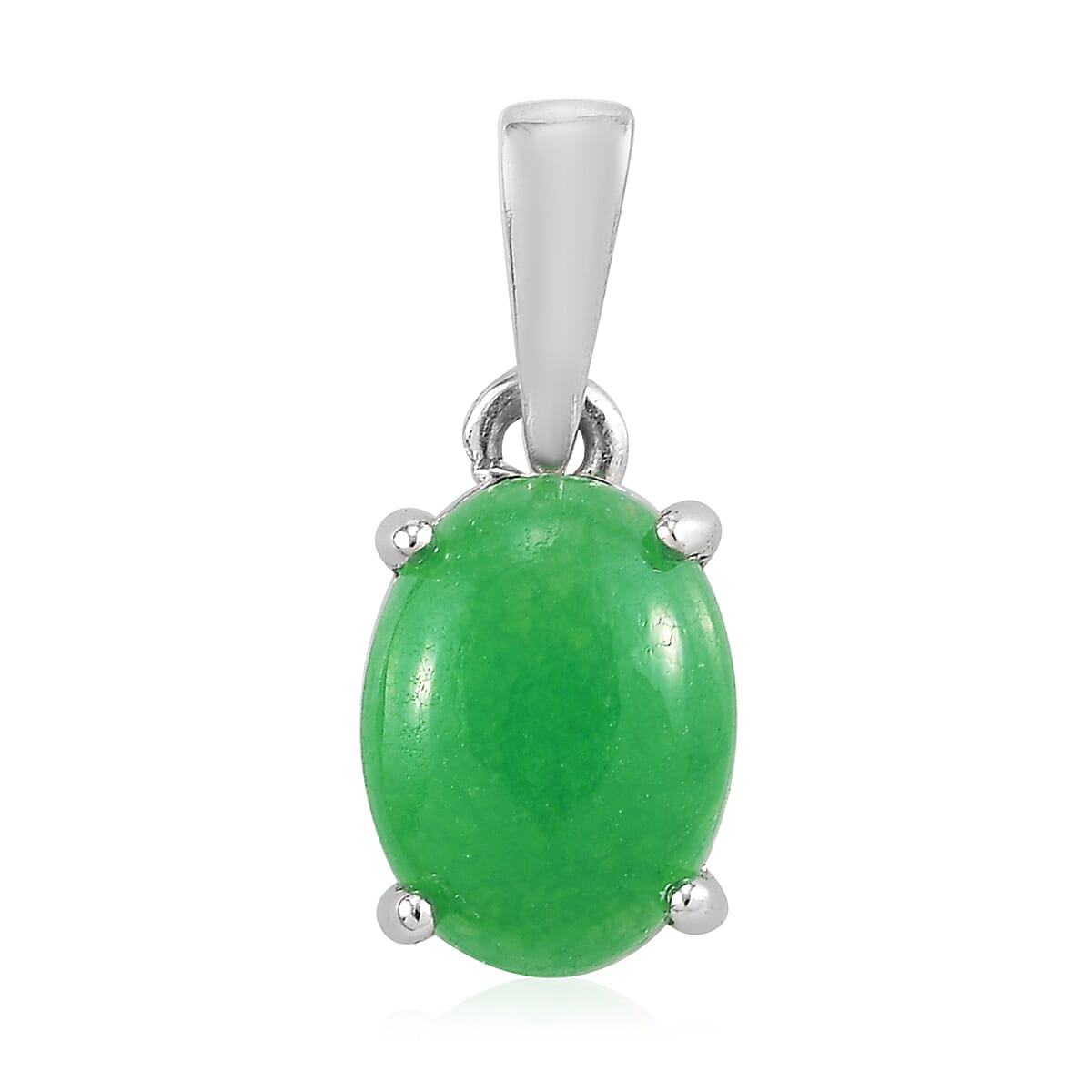 Premium Dyed Color Green Jade 1.10 ctrw Pendant without Chain in Platinum Over Sterling Silver