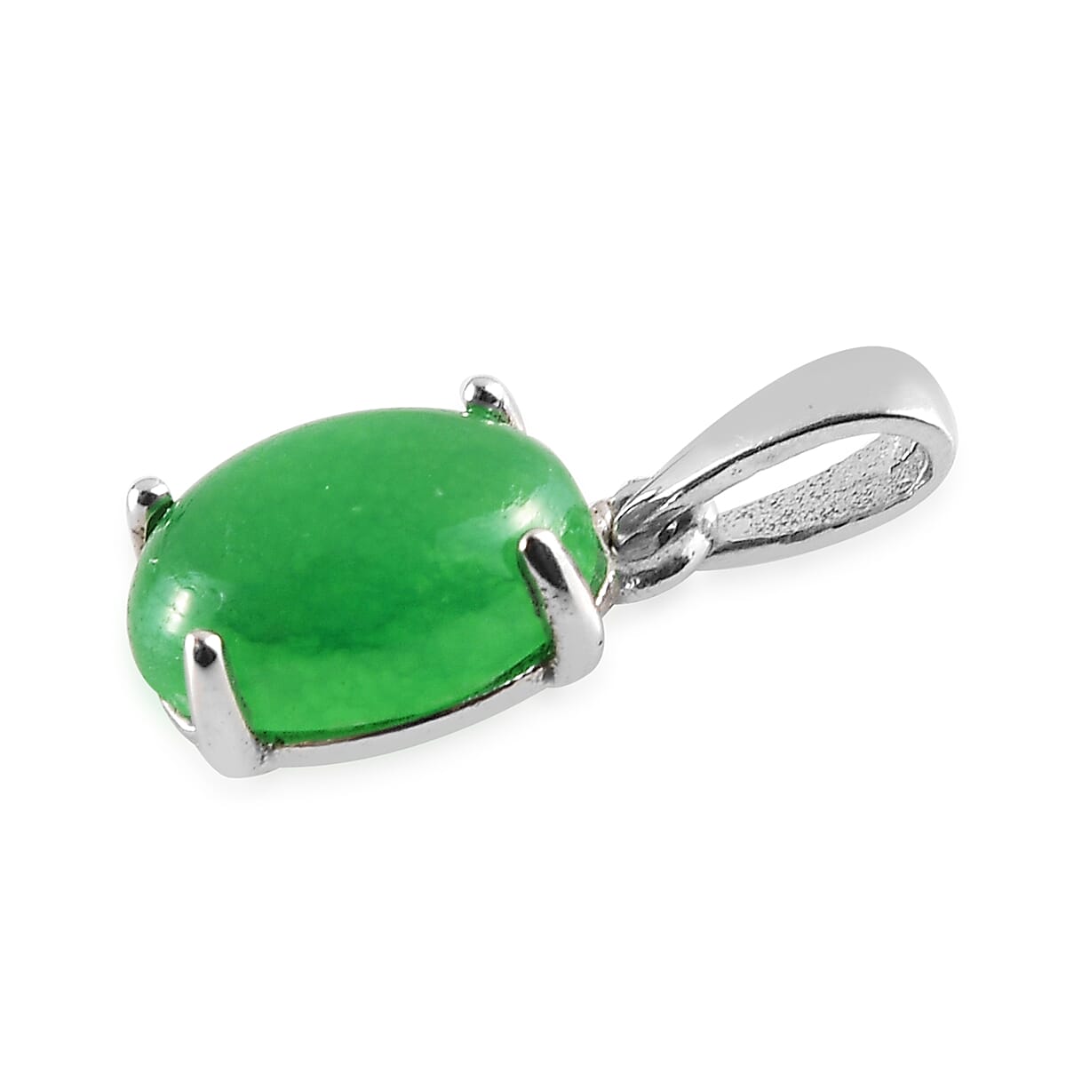 Premium Dyed Color Green Jade 1.10 ctrw Pendant without Chain in Platinum Over Sterling Silver