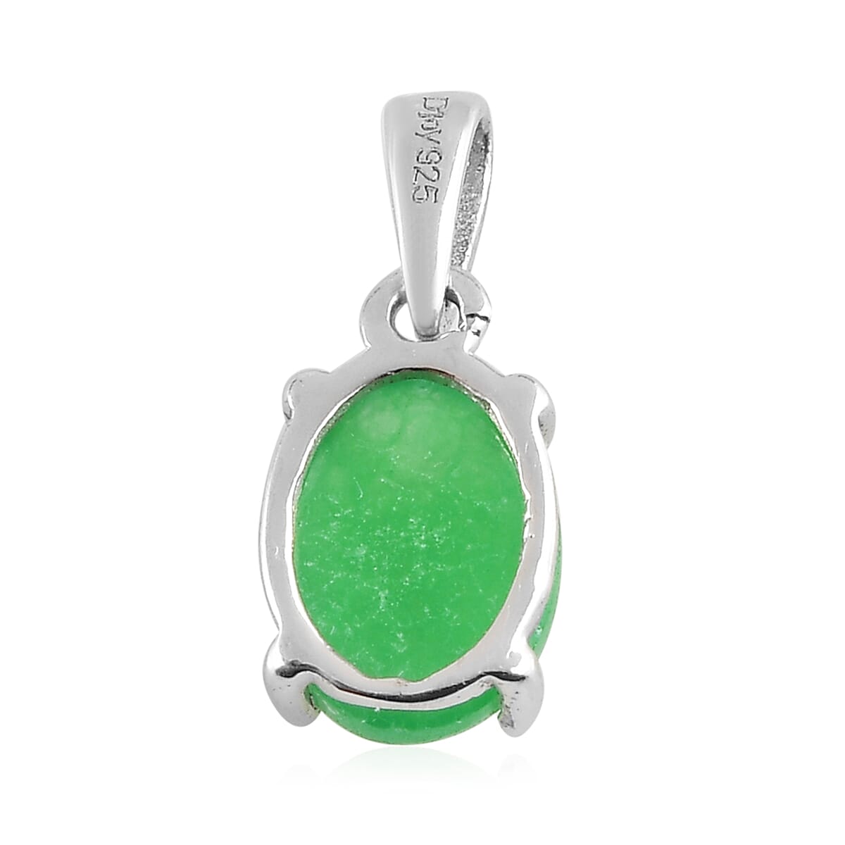Premium Dyed Color Green Jade 1.10 ctrw Pendant without Chain in Platinum Over Sterling Silver