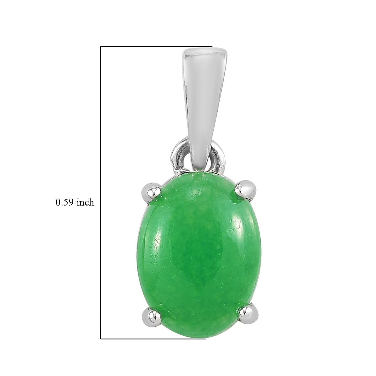 Premium Dyed Color Green Jade 1.10 ctrw Pendant without Chain in Platinum Over Sterling Silver