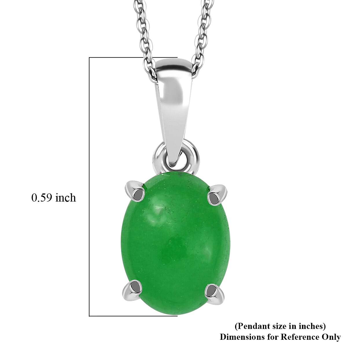 Premium Dyed Color Green Jade 1.10 ctrw Pendant without Chain in Platinum Over Sterling Silver