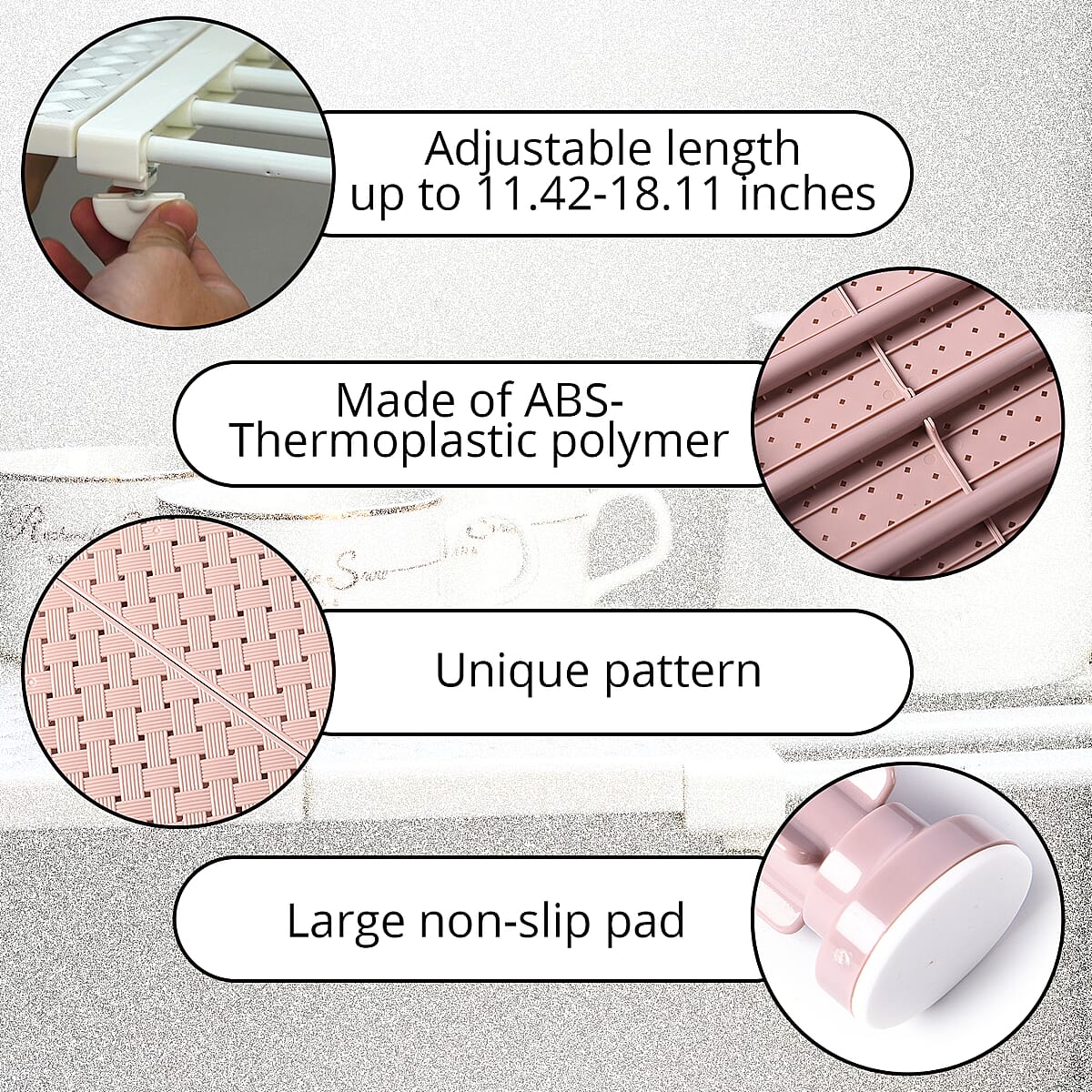 Set of 3 White Stainless Steel Adjustable Storage Rack (11.42-18.11) image number 2