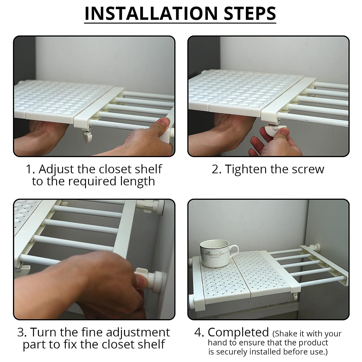 Set of 3 White Stainless Steel Adjustable Storage Rack (11.42-18.11) image number 3