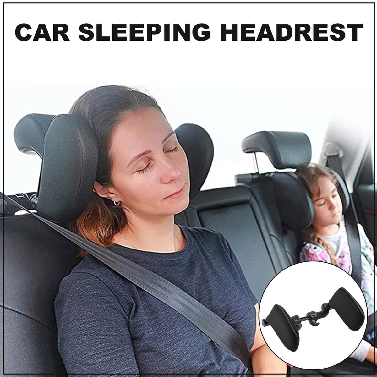 Black Car Sweat-resistant Sleeping Headrest with Side Wings, 180 Degree Adjustable Neck Rest Pillow, Soft Memory Foam, Mountable on Car Seat image number 1