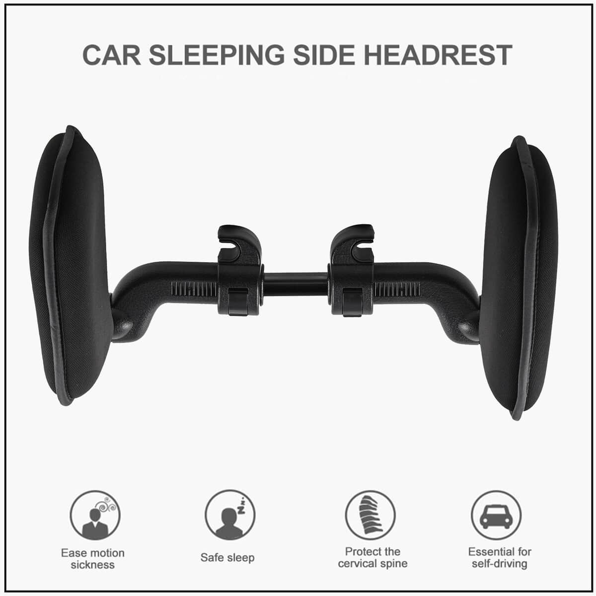 Black Car Sweat-resistant Sleeping Headrest with Side Wings, 180 Degree Adjustable Neck Rest Pillow, Soft Memory Foam, Mountable on Car Seat image number 4