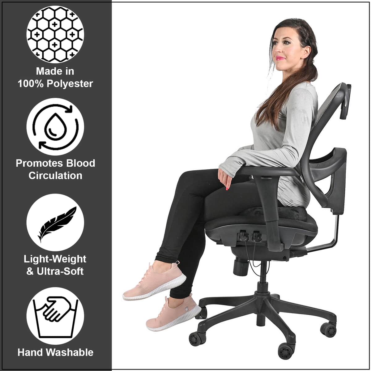 Black Memory Foam Seat Duo Cushion with Polyester Cover image number 2