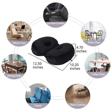 Black Memory Foam Seat Duo Cushion with Polyester Cover image number 3