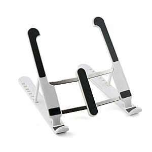 White Silicone and Stainless Steel Adjustable Foldable Laptop Holder (10.24x2.36)