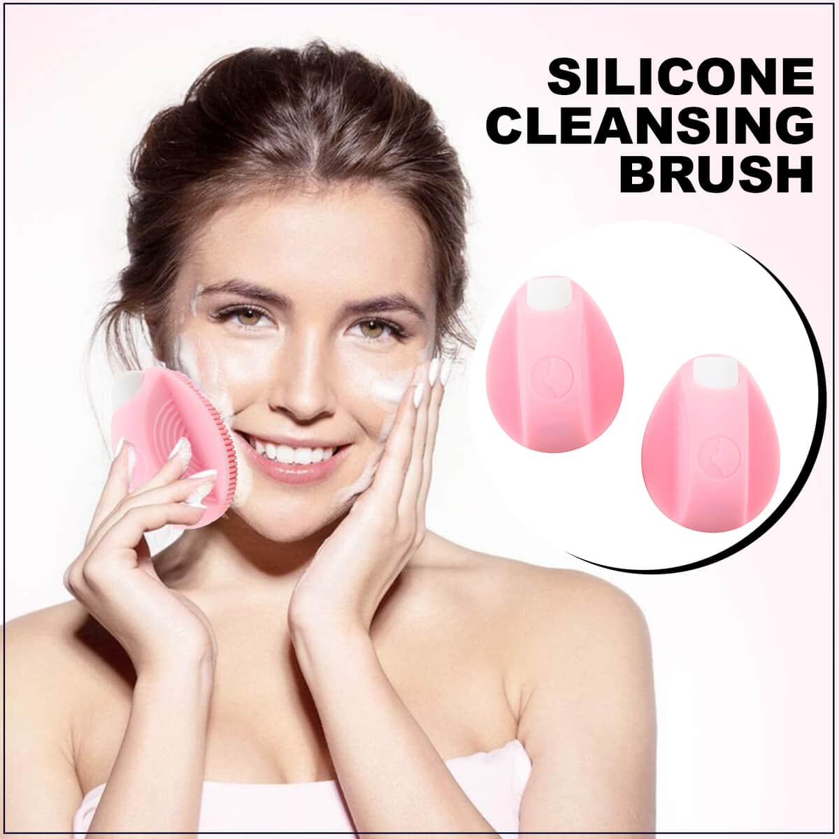 Set of 2 Pink Silicone Cleansing Brush image number 1