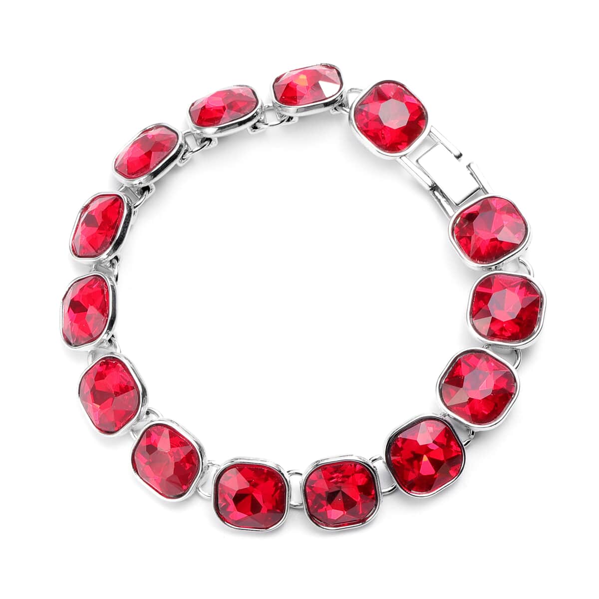 Simulated Ruby Tennis Bracelet in Silvertone (7.50 In) image number 0