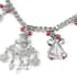 Red Magic Color Glass and Simulated Pearl, Multi Color Austrian Crystal Charm Necklace 20 Inches in Silvertone image number 1