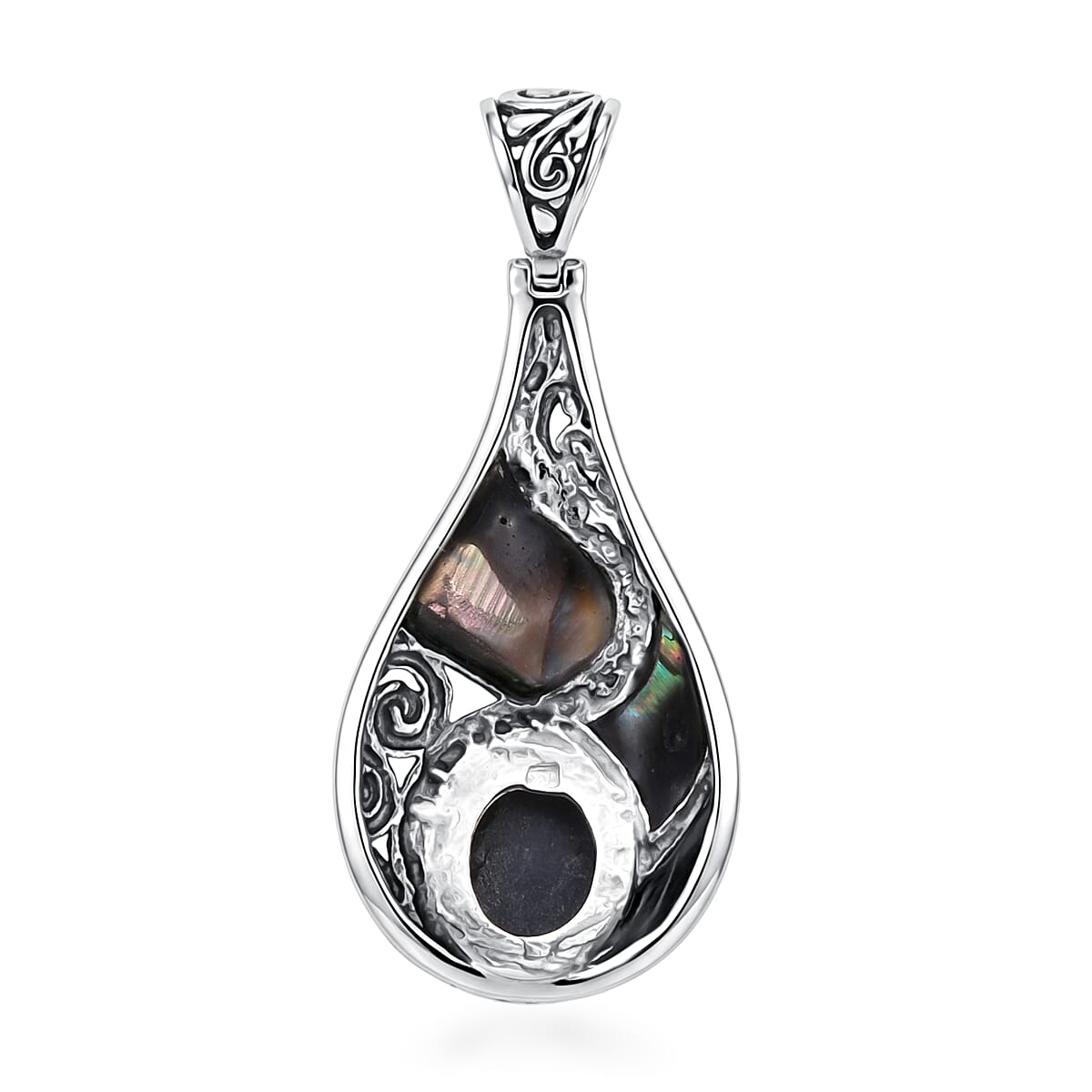 Bali Legacy Black Star and Abalone Shell Pendant in Sterling Silver