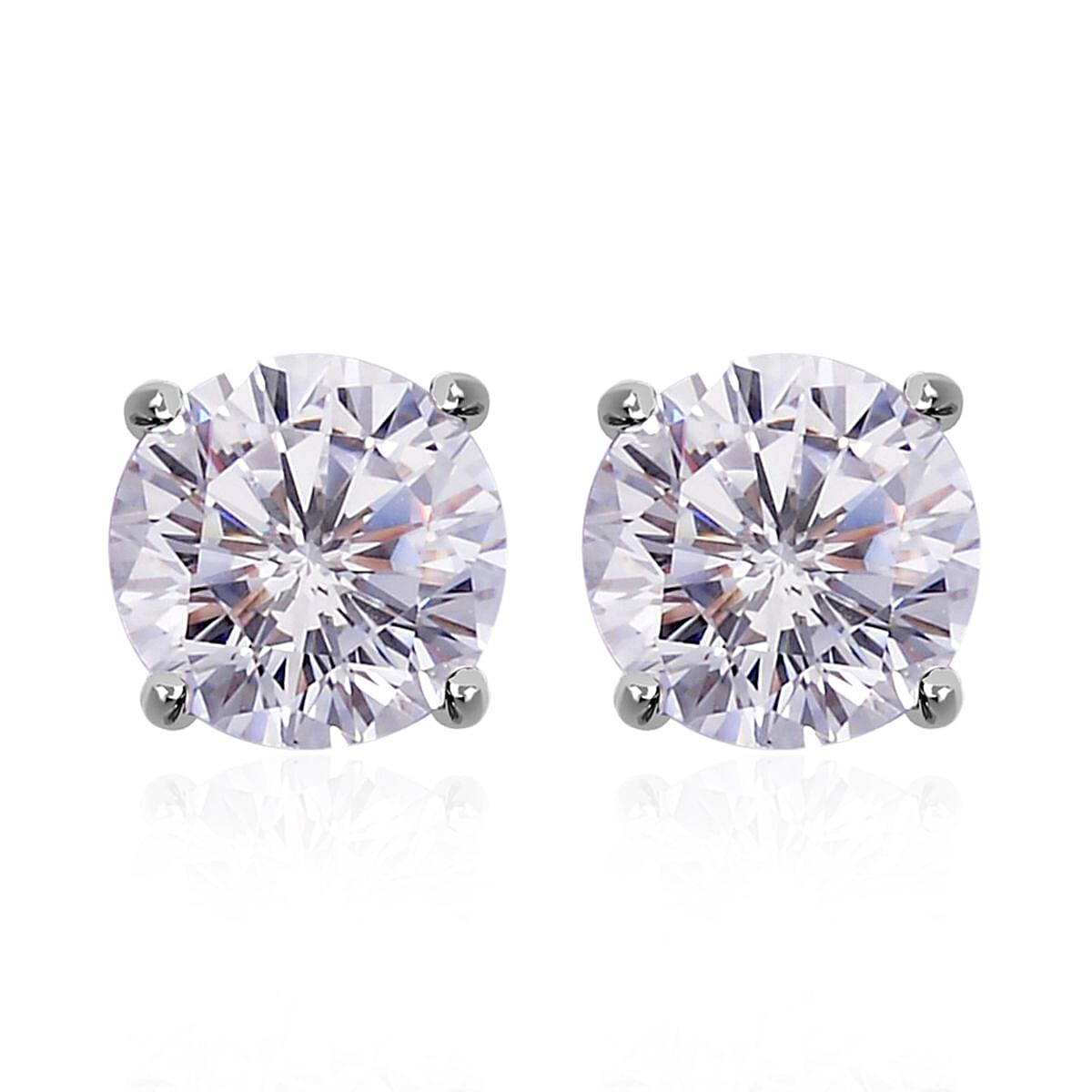 Lustro Stella Plum Blossom Cut Finest CZ Stud Earrings in Sterling Silver 6.75 ctw image number 0