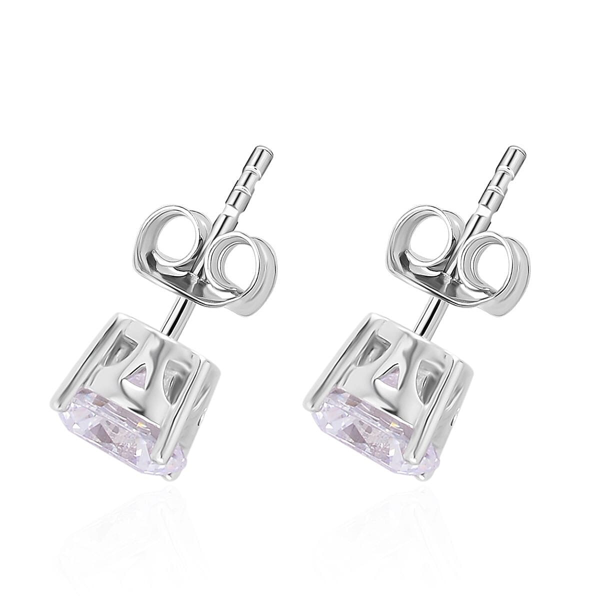 Lustro Stella Plum Blossom Cut Finest CZ Stud Earrings in Sterling Silver 6.75 ctw