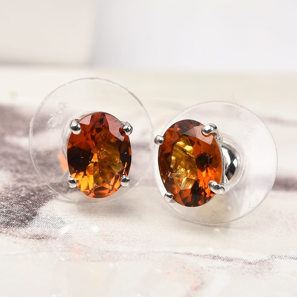 Santa Ana Madeira Citrine Earrings , Stud Earrings , Solitaire Earrings , Platinum Over Sterling Silver Earrings 2.35 ctw image number 1