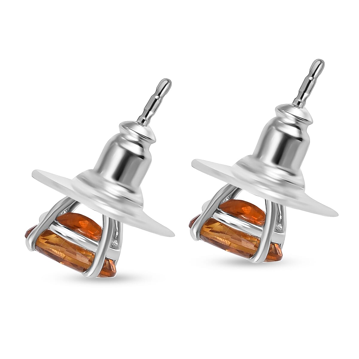 Santa Ana Madeira Citrine Earrings , Stud Earrings , Solitaire Earrings , Platinum Over Sterling Silver Earrings 2.35 ctw image number 3