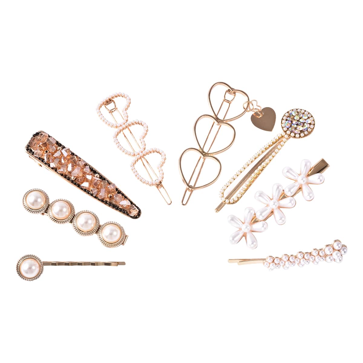 Set of 8 Hair Clips, Crystal Studded Hair Clips, Hair Accessories For Girls And Women, Hair Pins image number 0