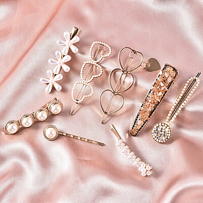 Set of 8 Hair Clips, Crystal Studded Hair Clips, Hair Accessories For Girls And Women, Hair Pins