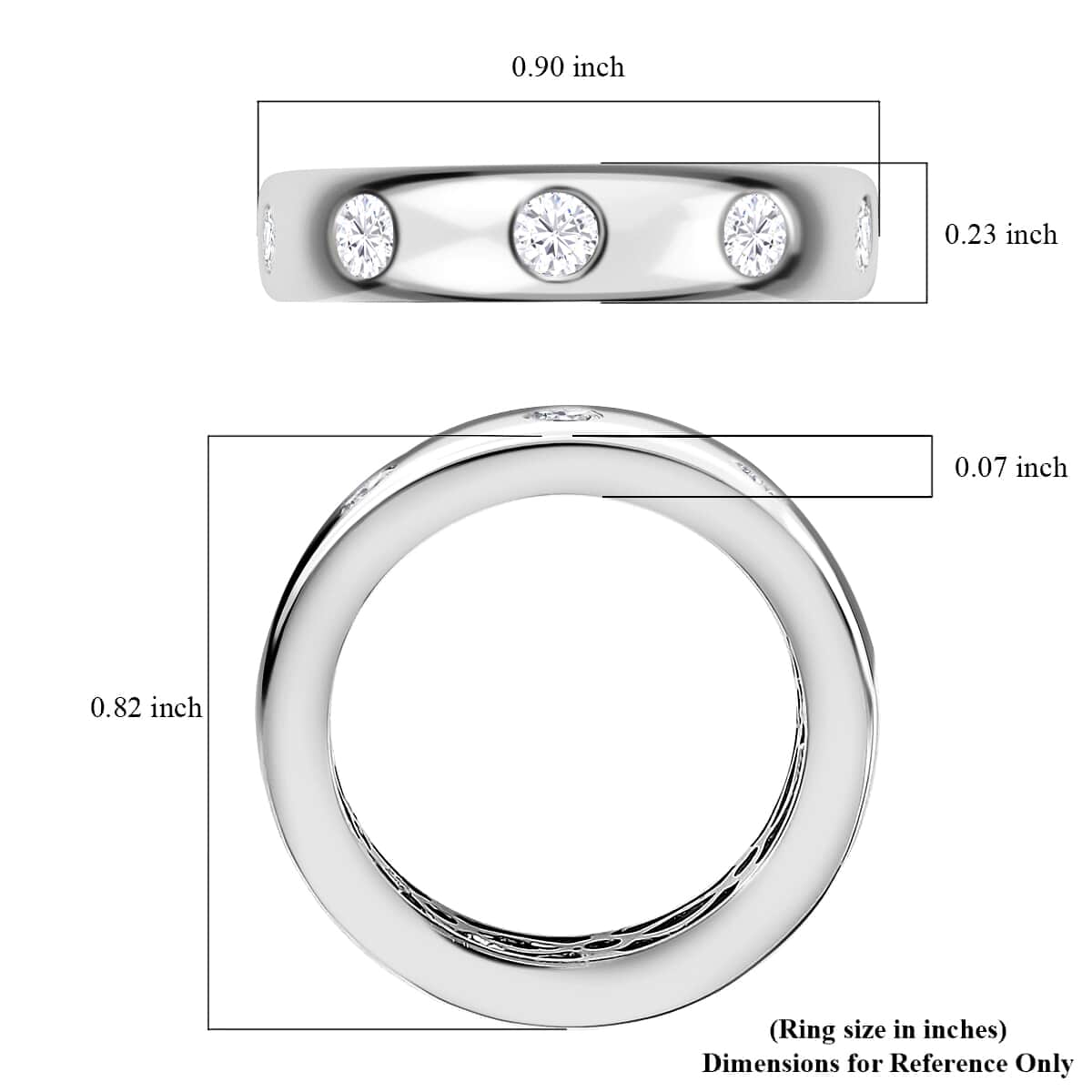 Moissanite Band Ring in Platinum Over Sterling Silver (Size 10.0) 0.90 ctw image number 6