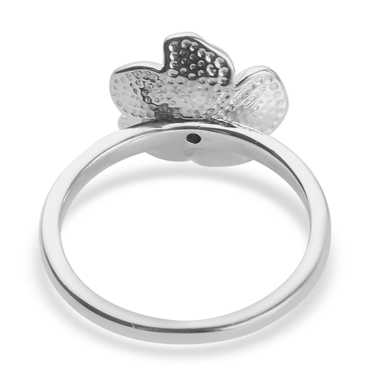 Diamond and Enameled Accent Floral Ring in Platinum Over Sterling Silver (Size 10.0) image number 4