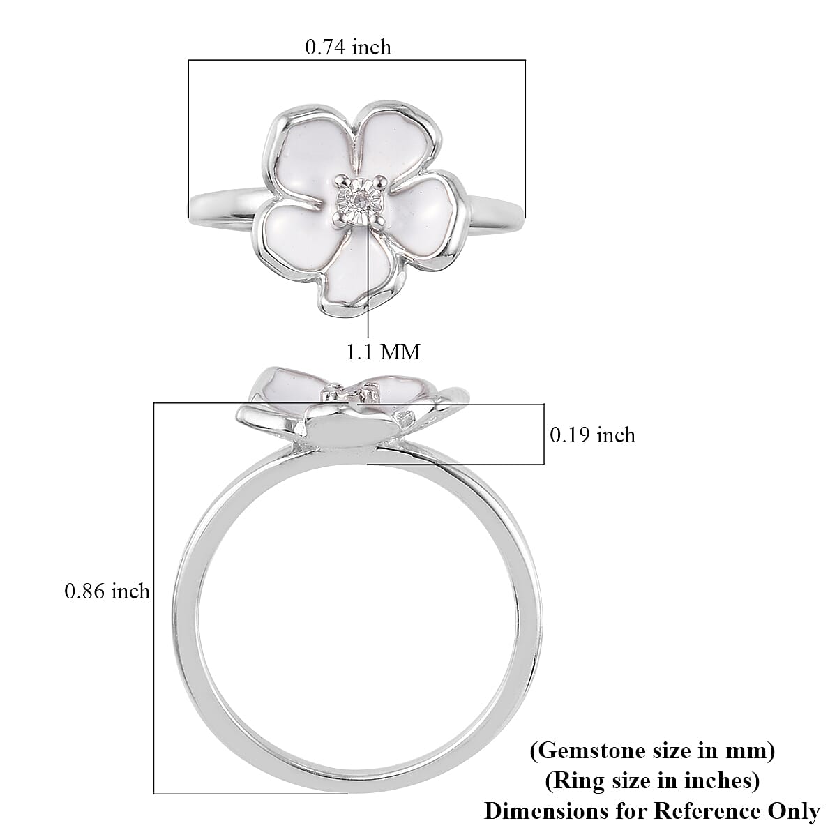 Diamond Accent Floral Ring in Platinum Over Sterling Silver (Size 5.0)