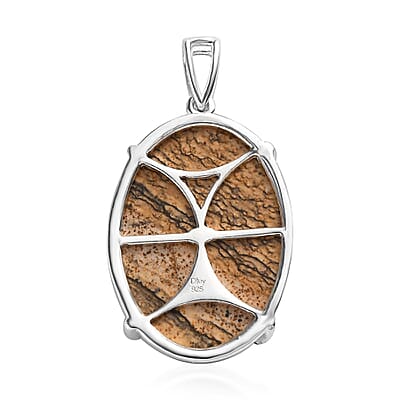 Silver Leaf Jasper 20.25 ctw Solitaire Pendant without Chain in Sterling Silver