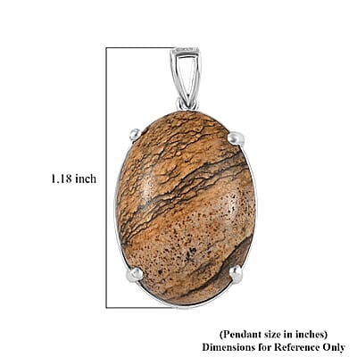 Silver Leaf Jasper 20.25 ctw Solitaire Pendant without Chain in Sterling Silver