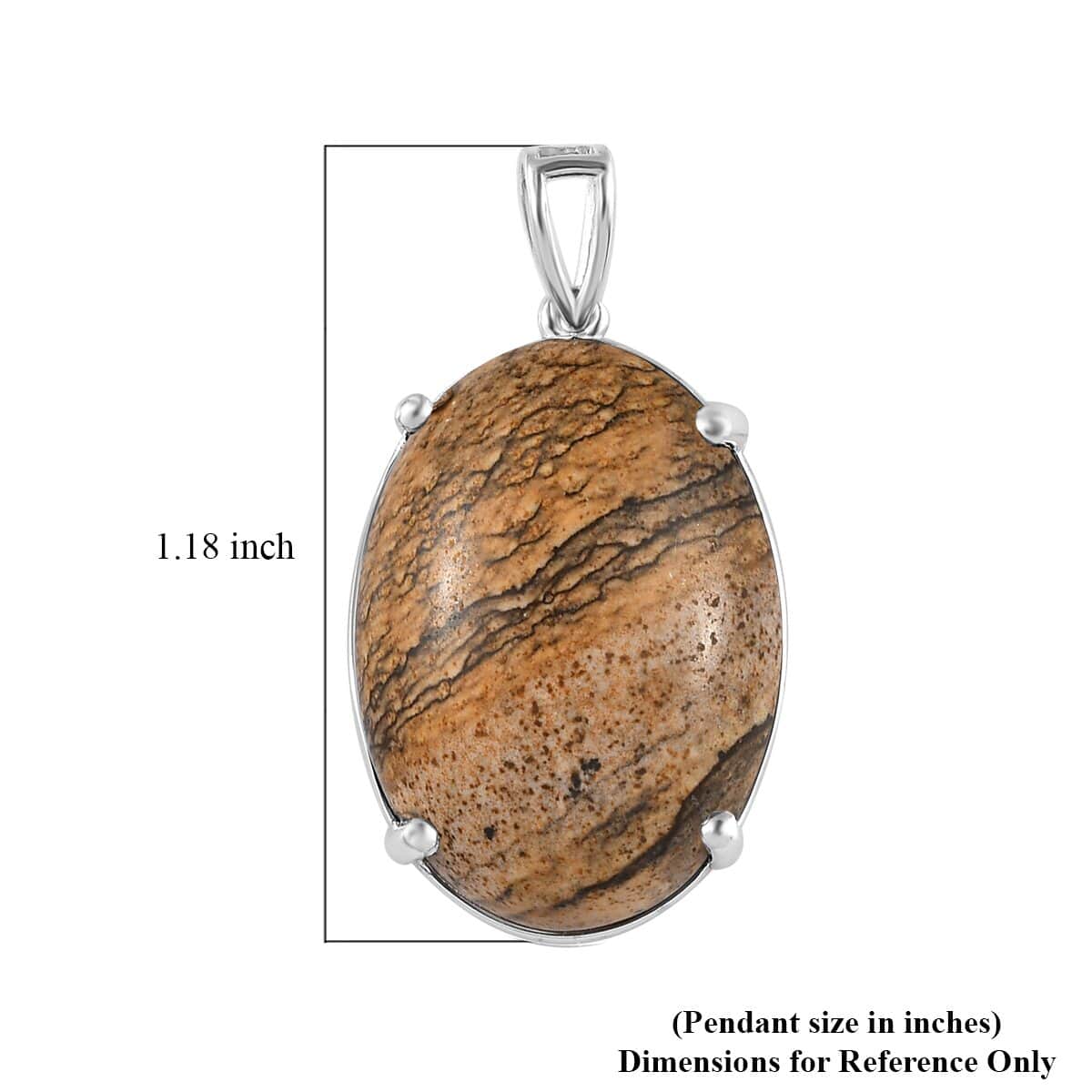 Silver Leaf Jasper Solitaire Pendant in Sterling Silver 20.25 ctw image number 5