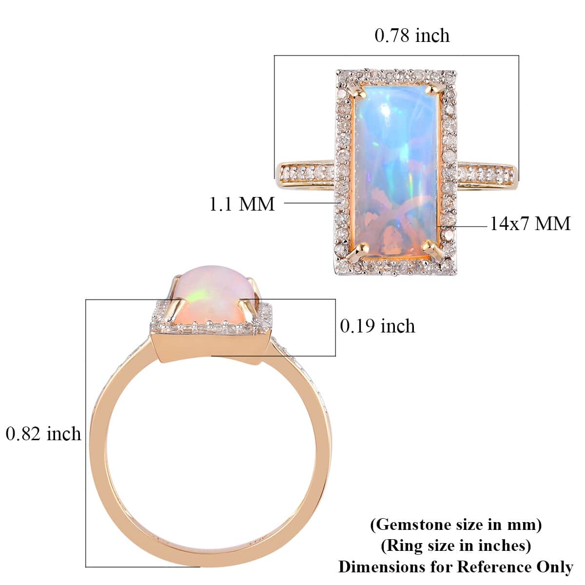 10K Yellow Gold AA Ethiopian Welo Opal and Diamond Ring (Size 7.0) 3.45 Grams 2.80 ctw image number 5