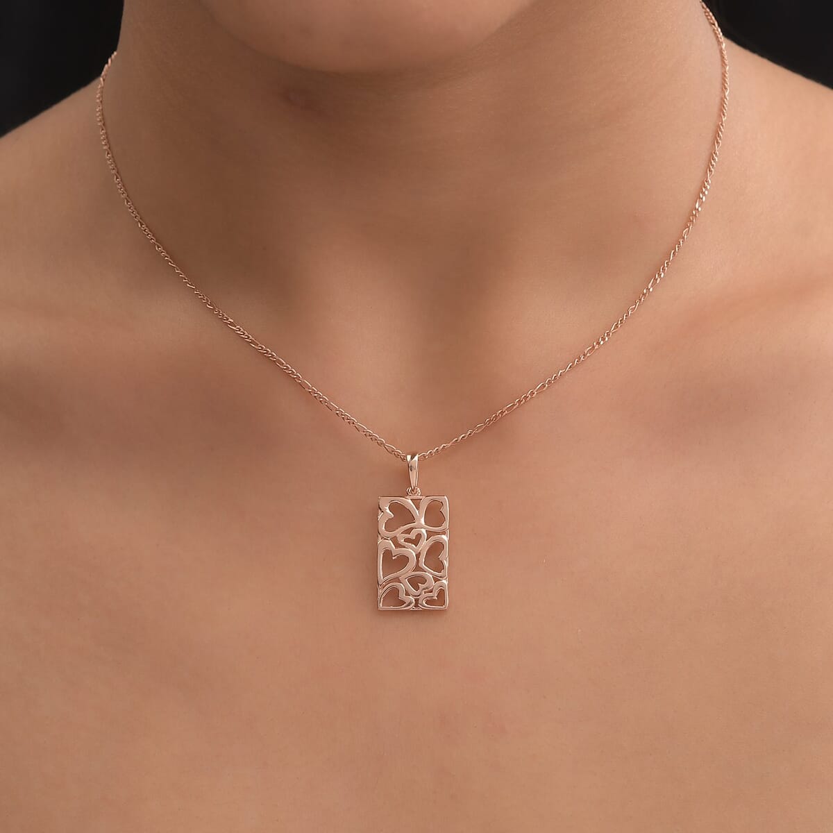 14K Rose Gold Over Sterling Silver Pierced Heart Pendant 2 Grams image number 1