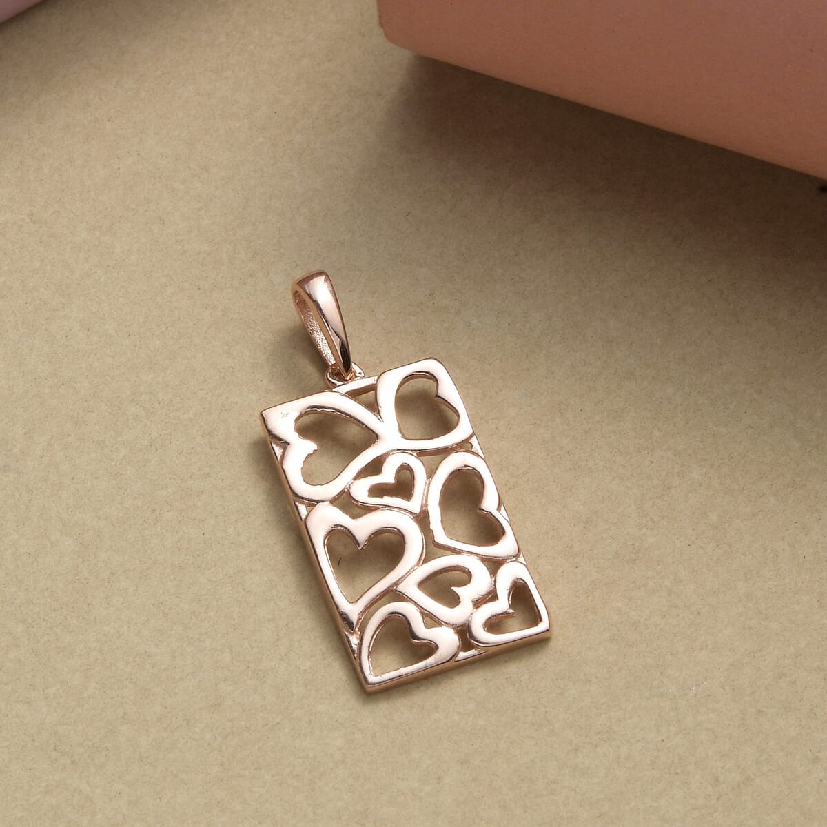 14K Rose Gold Over Sterling Silver Pierced Heart Pendant 2 Grams image number 2