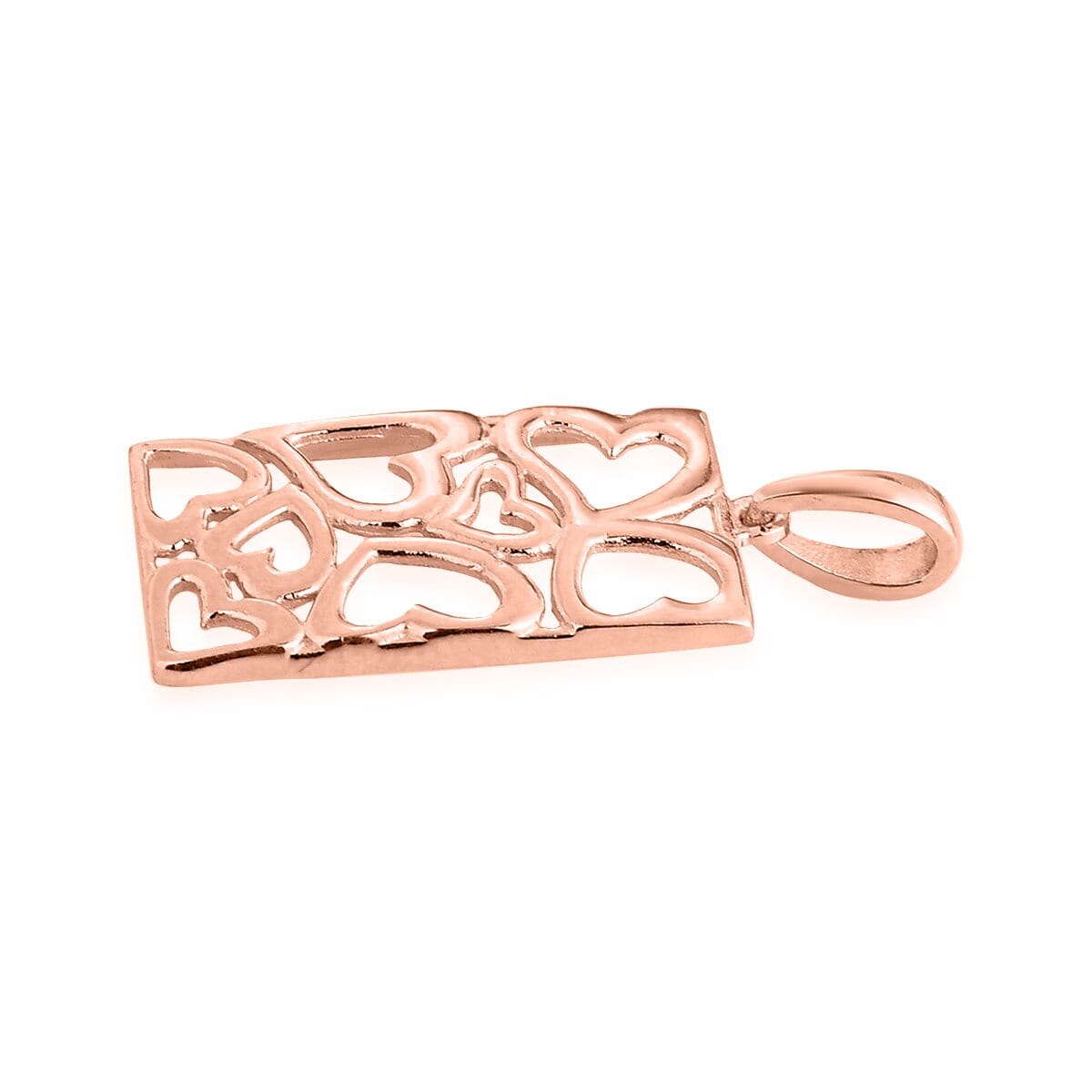 14K Rose Gold Over Sterling Silver Pierced Heart Pendant 2 Grams image number 3