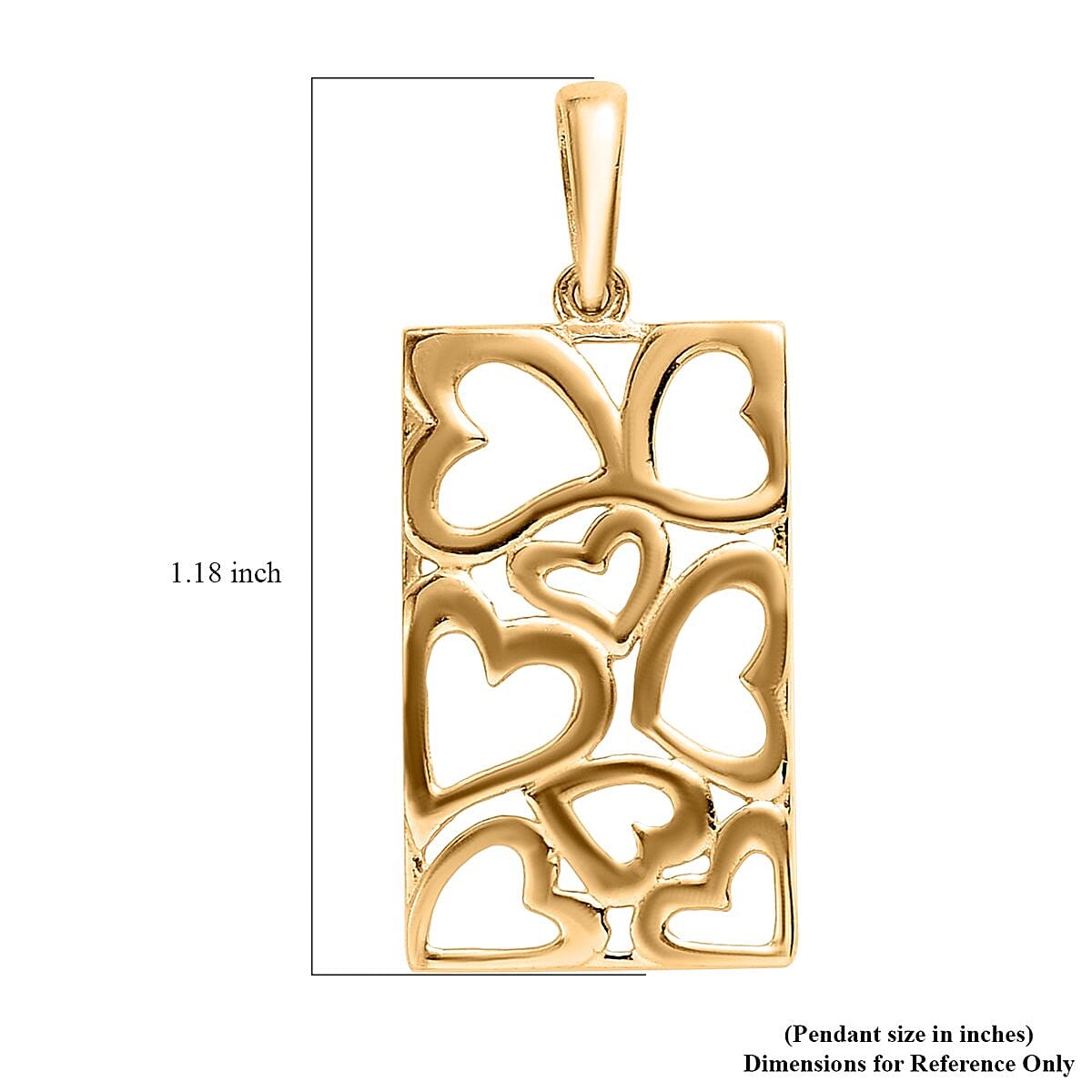 14K Yellow Gold Over Sterling Silver Pierced Heart Pendant 2 Grams image number 5