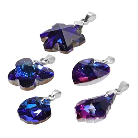 CLEARANCE Aurora Borealis Crystal Heart Charms Package of 5