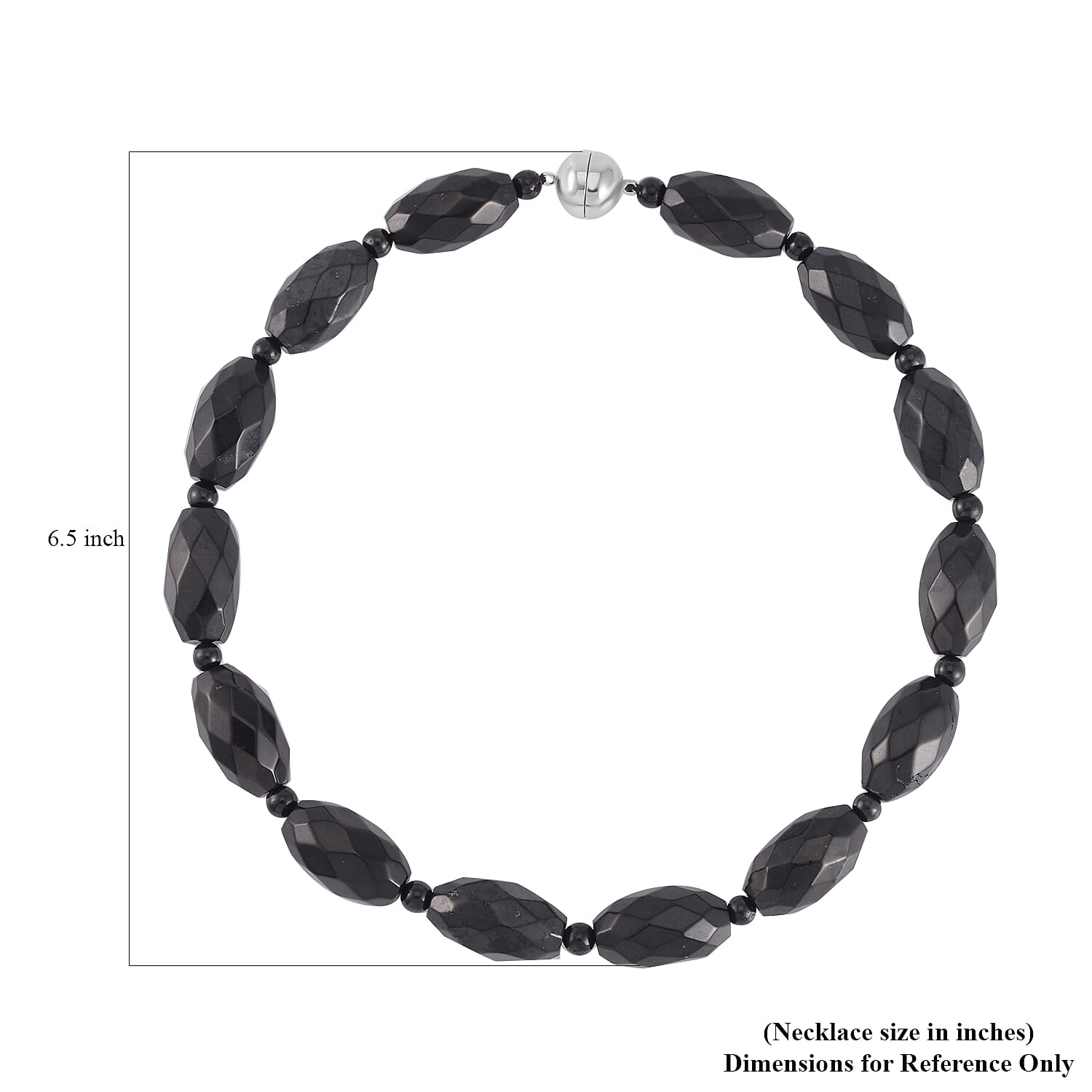 Shungite Faceted Beaded Necklace 18 Inches in Sterling Silver 568.00 ctw