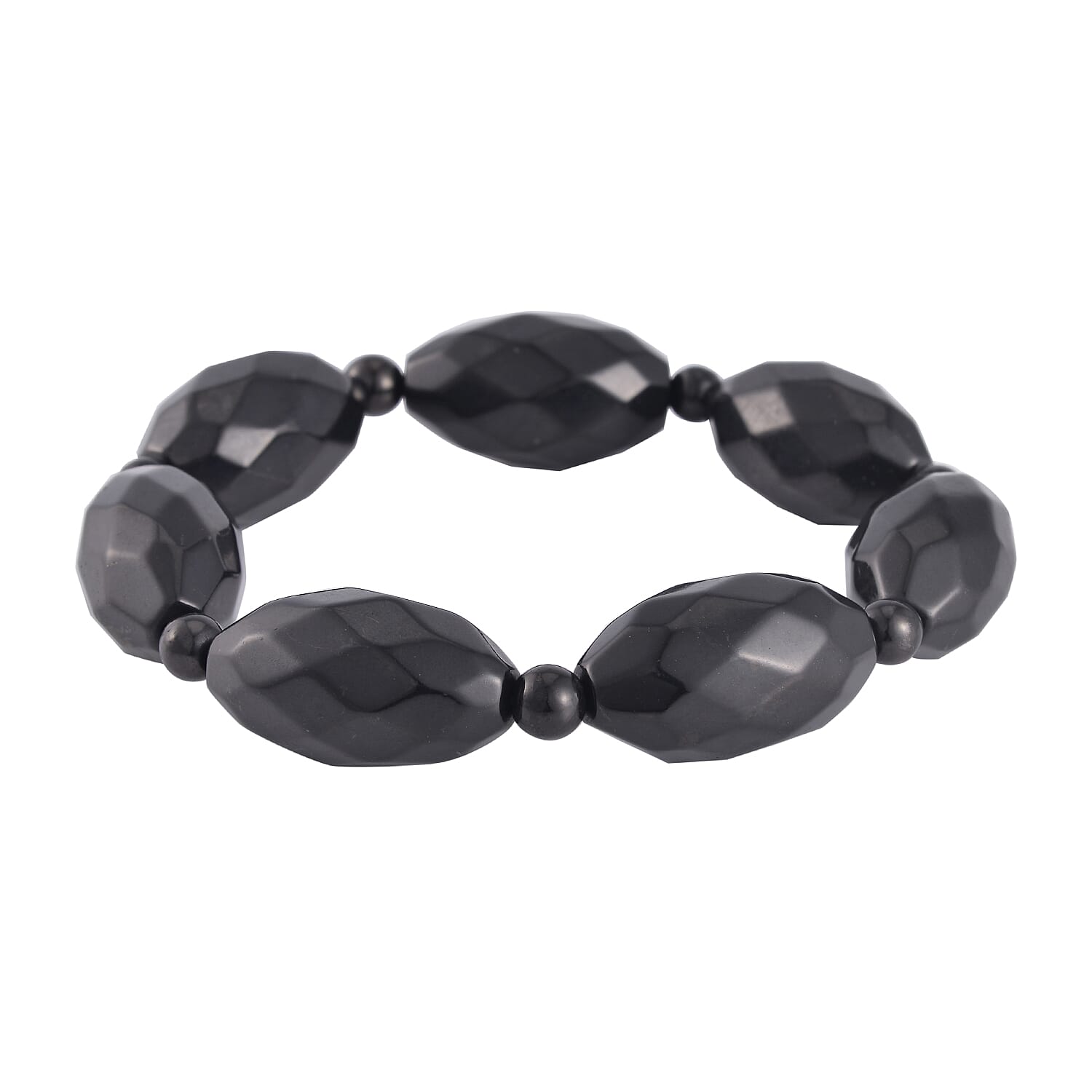 Shungite Faceted Beaded Stretch Bracelet 292.00 ctw