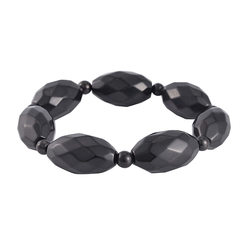 Shungite Faceted Beaded Stretch Bracelet 292.00 ctw