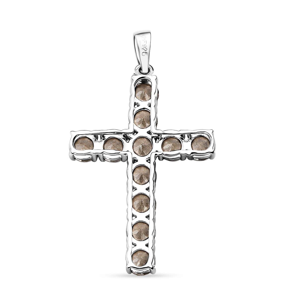 J Francis Embellished with Emerald Color Crystal by Swarovski Cross Pendant in Sterling Silver image number 4