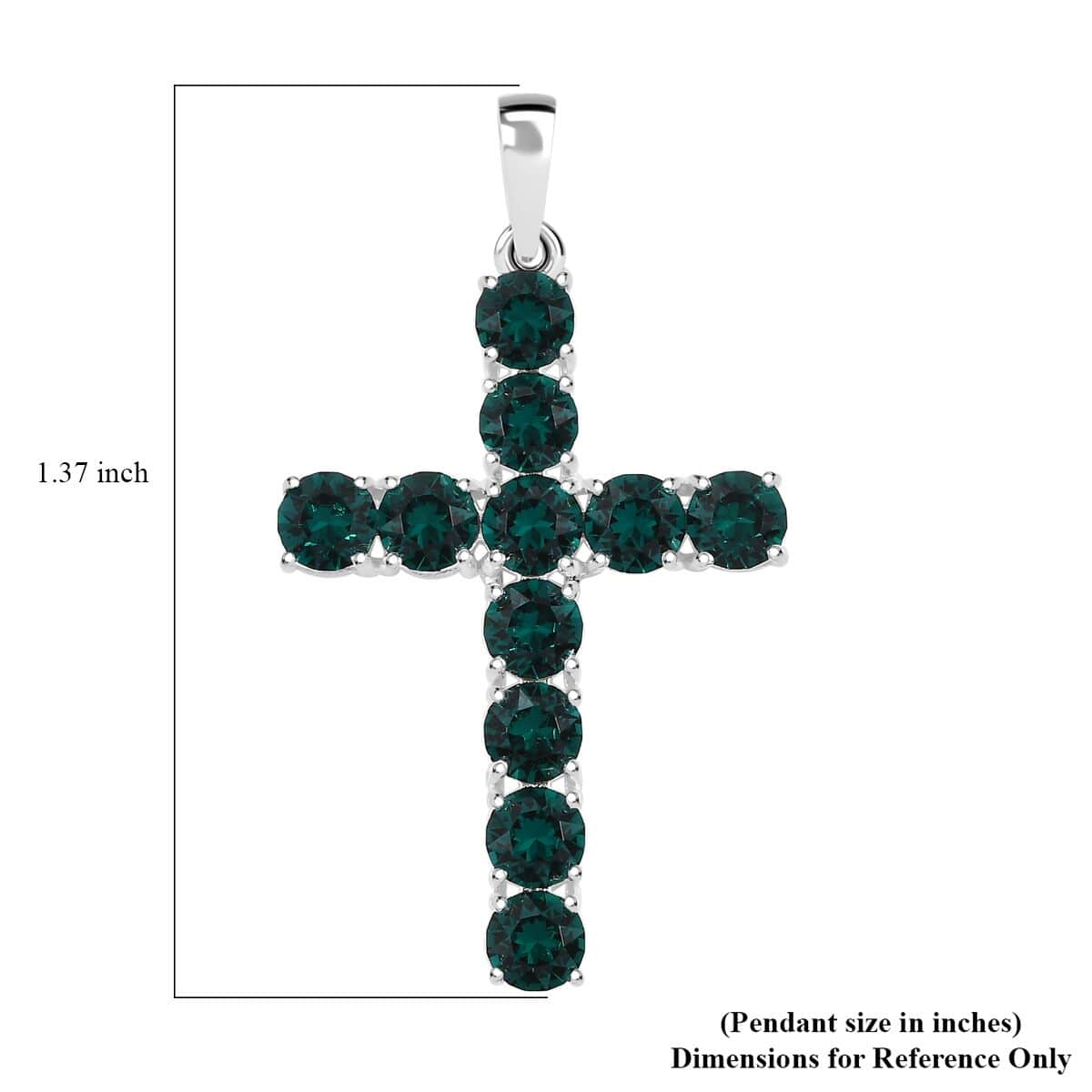 J Francis Embellished with Emerald Color Crystal by Swarovski Cross Pendant in Sterling Silver image number 5