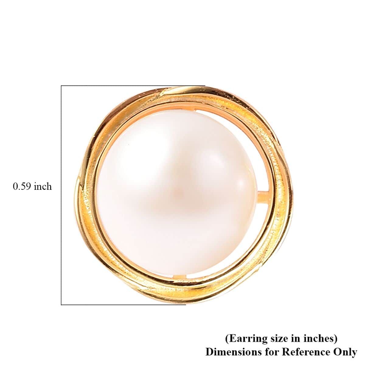 White Freshwater Pearl Stud Earrings in 14K Yellow Gold Over Sterling Silver image number 4
