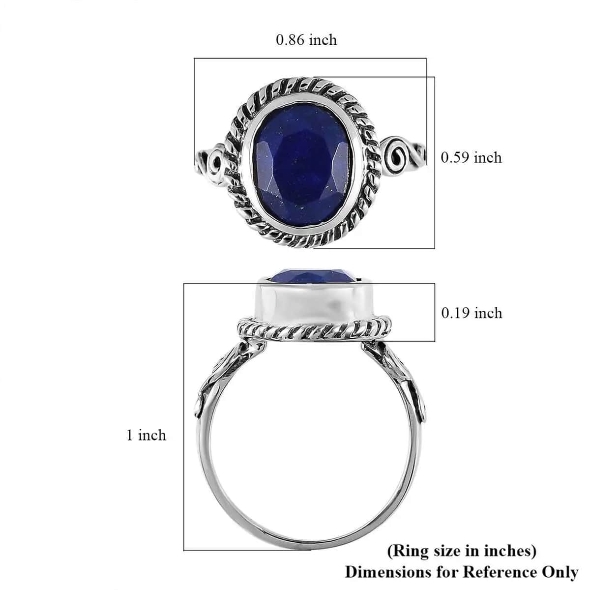 Artisan Crafted Lapis Lazuli Solitaire Ring in Sterling Silver (Size 10.0) 3.00 ctw image number 6