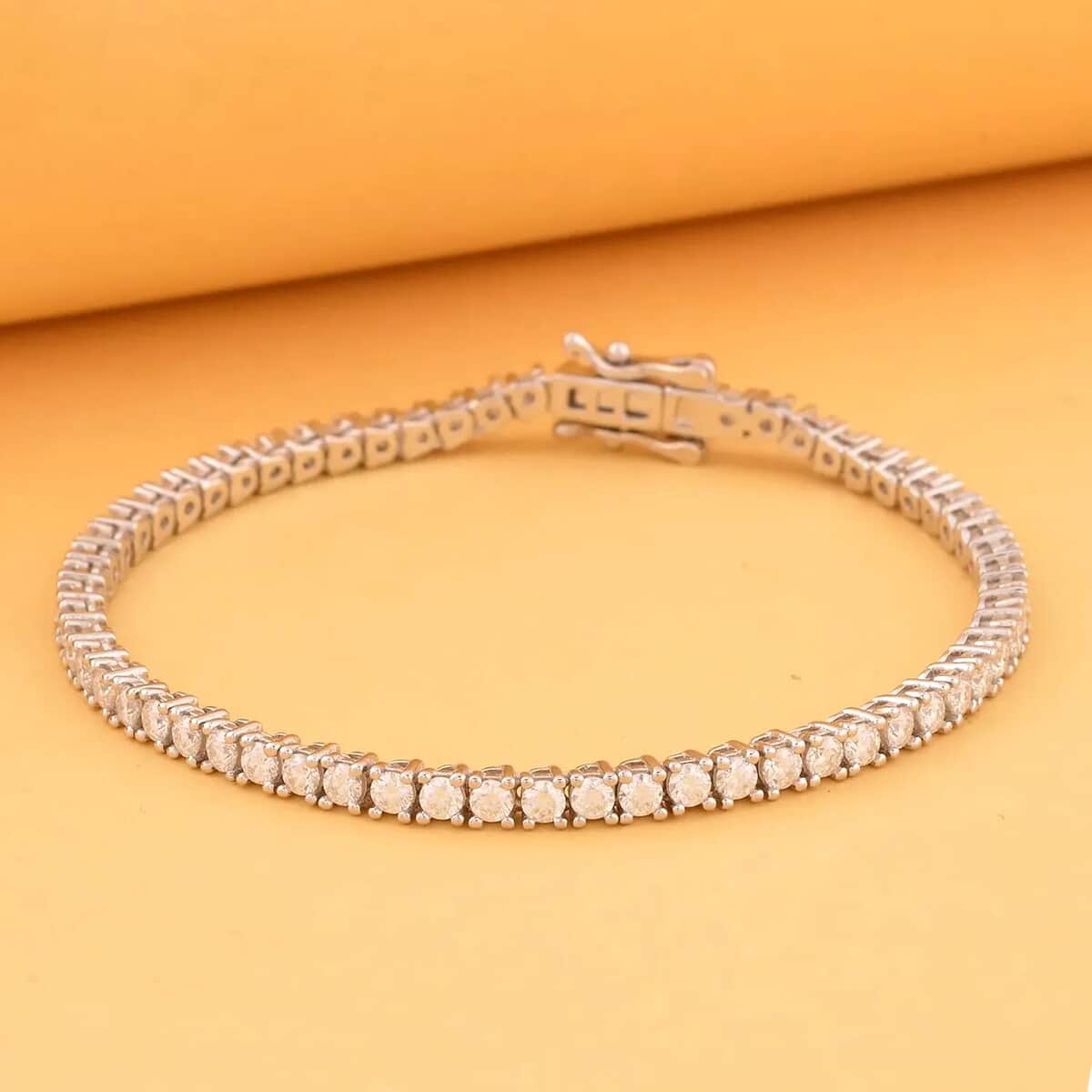 Moissanite 5.00 ctw Bracelet , Tennis Bracelet , Sterling Silver Bracelet , Moissanite Tennis Bracelet (8.00 In) image number 1