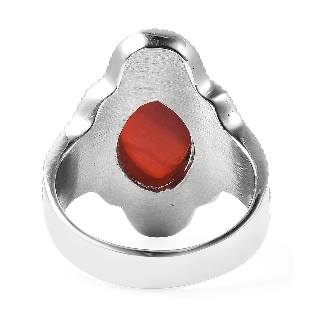 Enhanced Red Agate and Mozabique Garnet Ring in Stainless Steel (Size 9.0) 19.85 ctw image number 3