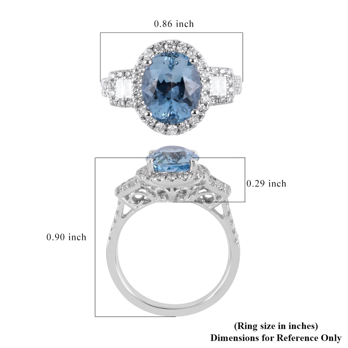 Rhapsody 950 Platinum AAAA Santa Maria Aquamarine and E-F VS Diamond Ring 7.00 Grams 2.90 ctw image number 4
