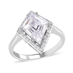 Lustro Stella Finest CZ Kite Shape Ring in Sterling Silver (Size 7.0) 7.40 ctw