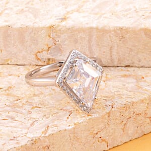 Lustro Stella Finest CZ Kite Shape Ring in Sterling Silver (Size 7.0) 7.40 ctw